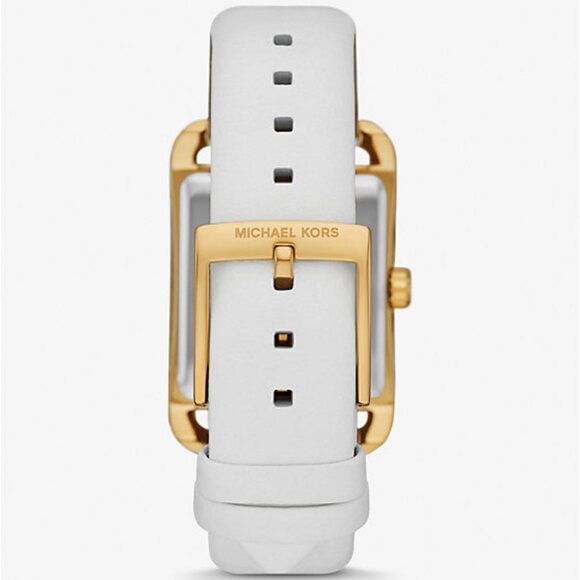 $118 NWT MICHAEL MICHAEL KORS Gold-Tone White Leather Watch - Picture 3 of 6